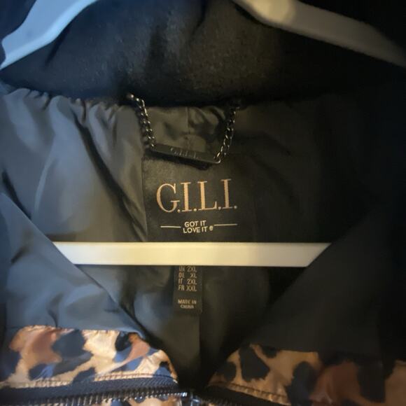 G.I.L.I. Zip Front Fleece Lined Printed Puffer Jacket in Leopard Size 1X NWOT - Picture 11 of 11